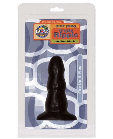 Triple ripple butt plug - medium black