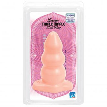 Triple Ripple Large Beige Butt Plug