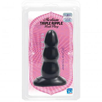 Triple Ripple Medium Black Butt Plug