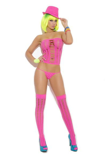 Vivace G String &amp; Stockings Neon Pink O/s