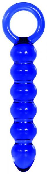 Cobalt Glass Dildo Beaded Blue