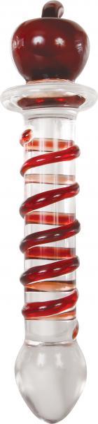 Eve's Twisted Crystal Dildo Clear with Red Ribbon Glass