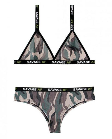 Vibes Savage AF Bralette &amp; Cheeky Panty Camouflage L/XL