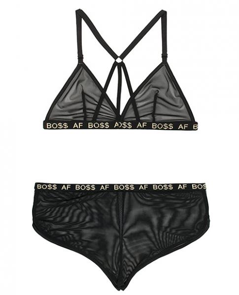 Vibes Boss AF Bralette & Retro Shorts Black L/XL