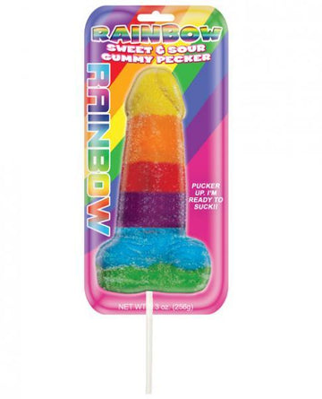 Sweet &amp; Sour Jumbo Rainbow Gummy Cock Pop