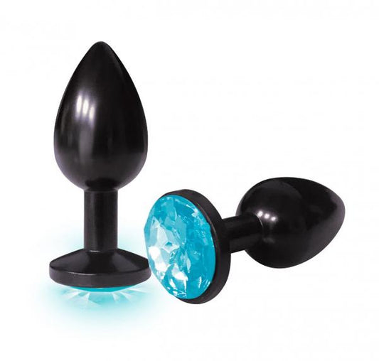 The Silver Starter Anodized Bejeweled Steel Plug Aqua