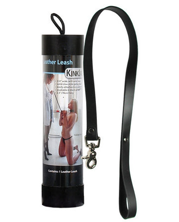 Kinklab Leather Leash Black