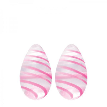 Crystal Premium Glass Eggs Clear Pink Stripes