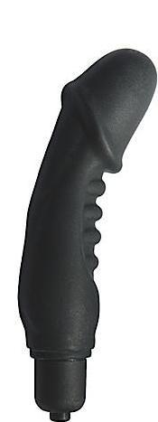 Silicone Ribbed Vibrating Penis Black