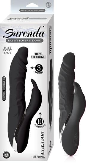 Surenda Rabbit Lover &amp; Dong Black Vibrator