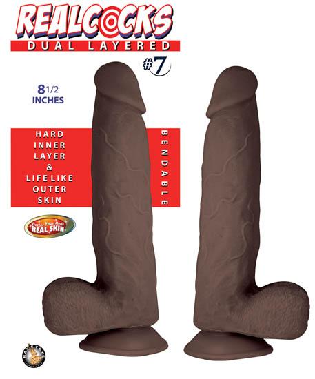 Realcocks Dual Layered #7 Dark Brown Dildo