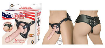 All American Whoppers 5 inches Straight Dong Beige &amp; Universal Harness