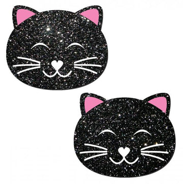 Kitty Cat Black Glitter Pasties