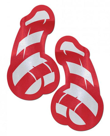 Pastease Red &amp; White Striped Candy Cane Penis Pasties