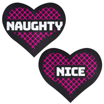 Pastease Naughty &amp; Nice Heart Black, Pink Pasties