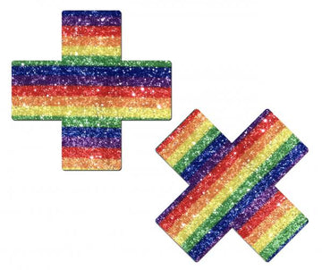 Pastease Glittering Rainbow Cross Nipple Pasties