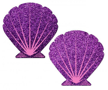 Mermaid Glitter Purple &amp; Pink Seashell Pasties O/S