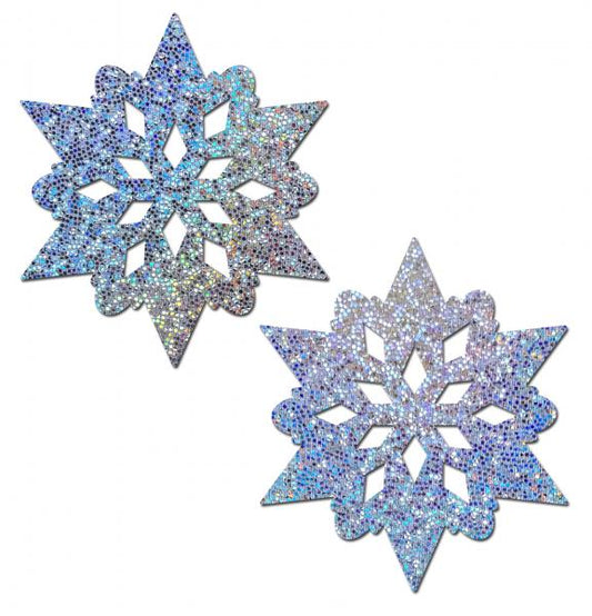 Silver Glitter Snowflakes Nipple Pasties O/S