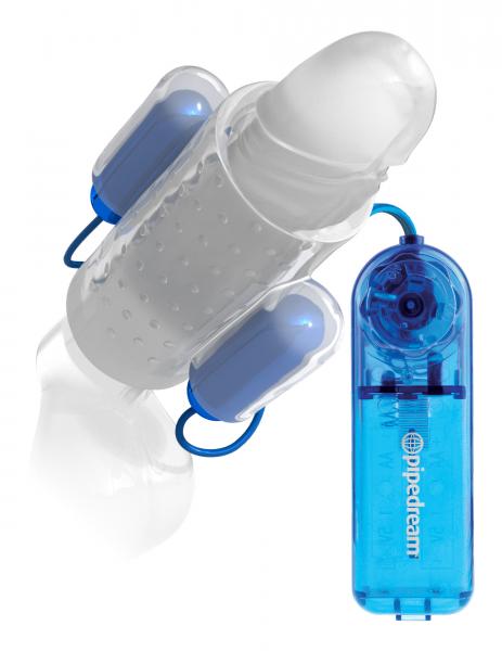 Classix Dual Vibrating Penis Sleeve Blue & Clear