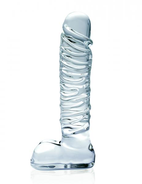 Icicles No. 63 Textured Glass Dildo With Balls 8.5