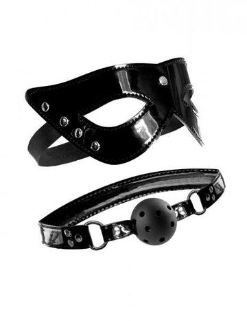 Masquerade Mask &amp; Ball Gag Black