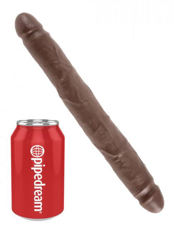 King Cock 12" Slim Double Dildo - Brown