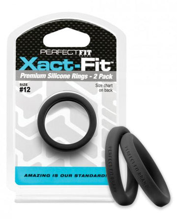 Perfect Fit Xact-Fit #12 2 Pack Black Cock Rings