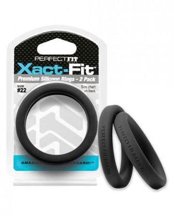 Perfect Fit Xact-Fit #22 2 Pack Black Cock Rings