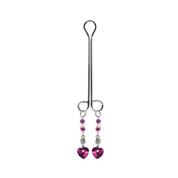 Bijoux De Cli Double Loop with Heart Charm &amp; Fuchsia Beads