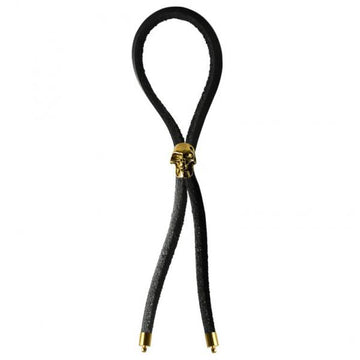 C-Cing Lasso Gold Skull Bead Leather Strap Black