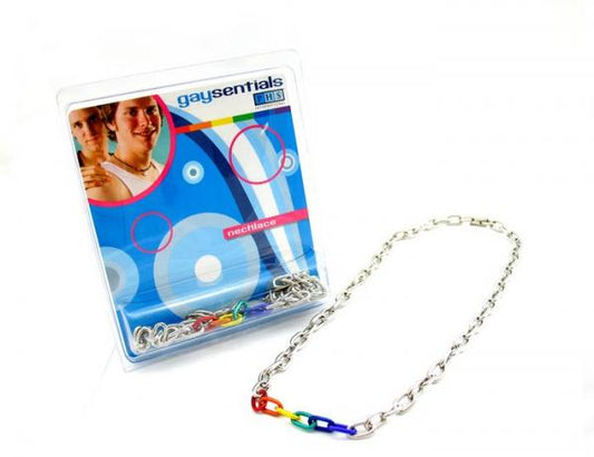 Gaysentials Rainbow and Silver Links Necklace 20 inches