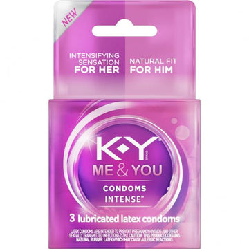 K-Y Me &amp; You Intense Lubricated Latex Condoms 3 Count