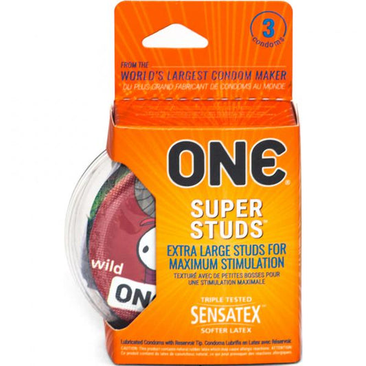 One Super Studs Latex Condoms 3 Pack