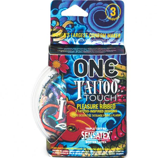 One Tattoo Touch Latex Condoms 3 Pack