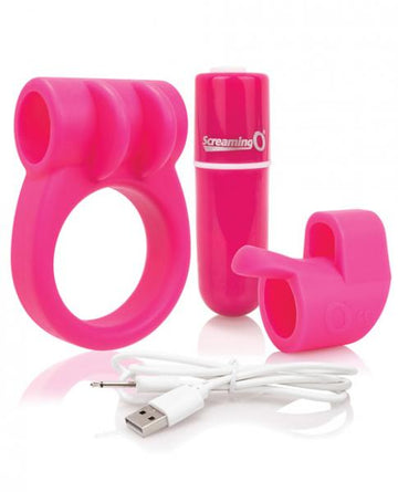 Charged Combo Kit 1 Cock Ring &amp; Finger Sleeve Pink