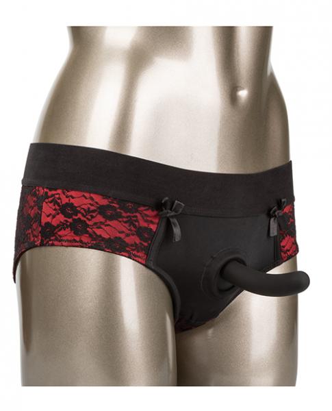 Scandal Crotchless Pegging Panty Set Red S/M