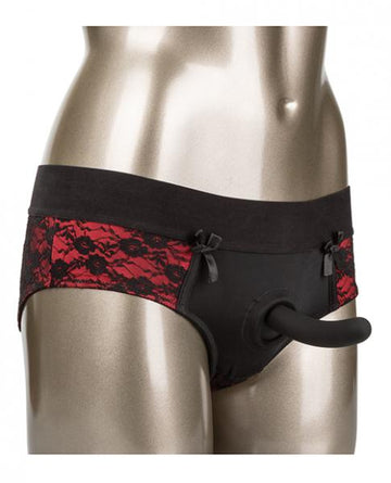 Scandal Crotchless Pegging Panty Set Red L/XL