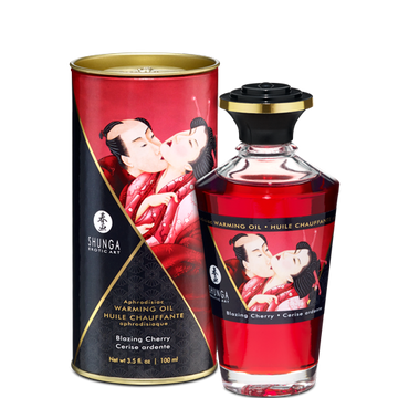 Shunga Warming Massage Oil Blazing Cherry 3.5 fluid ounces