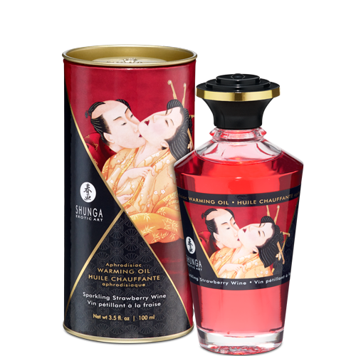 Shunga Warming Massage Oil Strawberry 3.5 fluid ounces