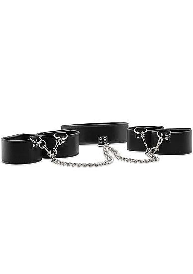 Ouch Reversible Collar with Wrist and Ankle Cuffs Black