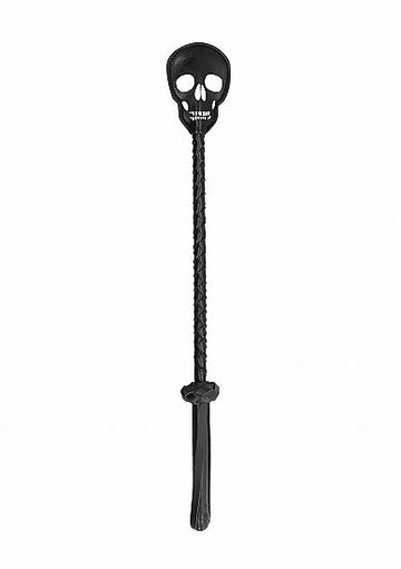 Ouch! Skulls &amp; Bones Riding Crop with Skull Black