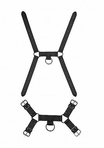 Ouch! Skulls &amp; Bones Male Harness with Spikes Black