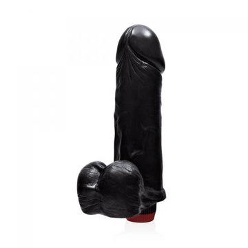 Thick Cock with Balls &amp; Vibe Black 9 inches