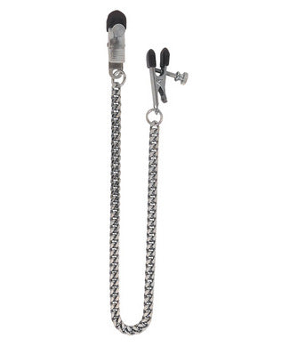 Adjustable Broad Tip Nipple Clamps With Jewel Chain Silver