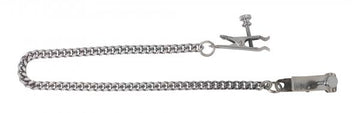 Adjustable Duck Bill Nipple Clamps With Jewel Chain Silver