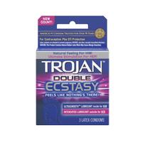 Trojan Double Ecstasy 3 Pack Latex Condoms