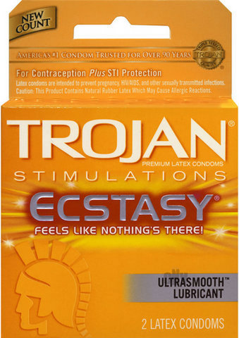 Trojan Ultra Ribbed Ecstasy Lubricated Condoms 2 Pack