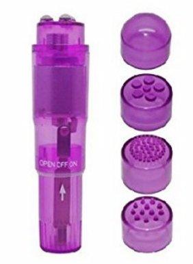 Mini Massager Pocket Rocket Purple 4 Attachments Bulk