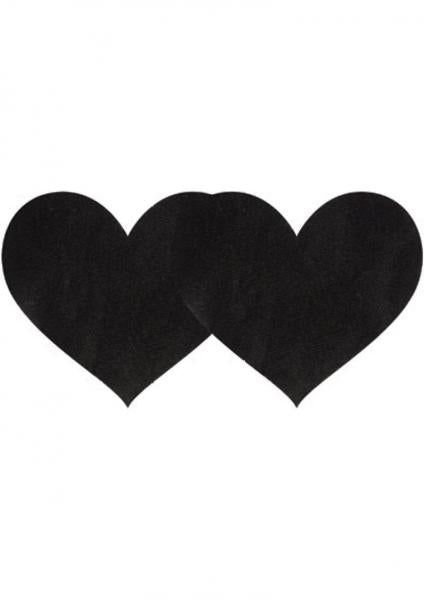 Pasties Black Satin Heart 2 Pack