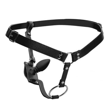 Male Cock Ring Harness With Silicone Butt Plug